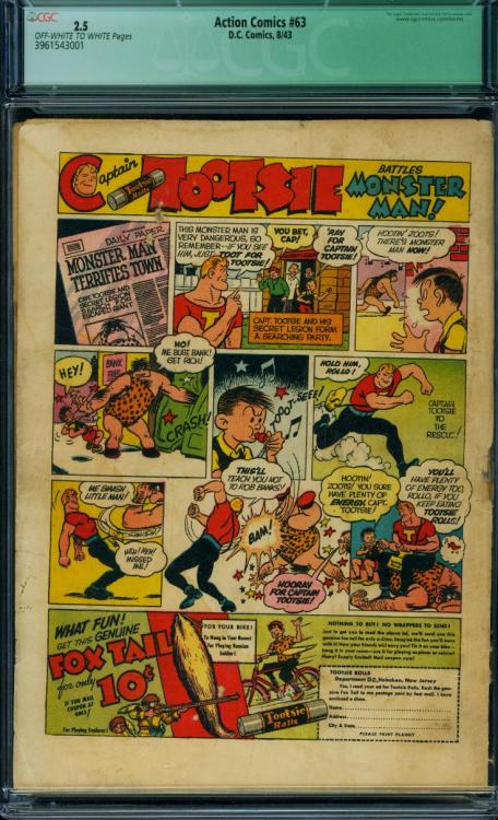 Back Cover Scan: ACTION COMICS #63&nbsp; "ZERO HOUR"
